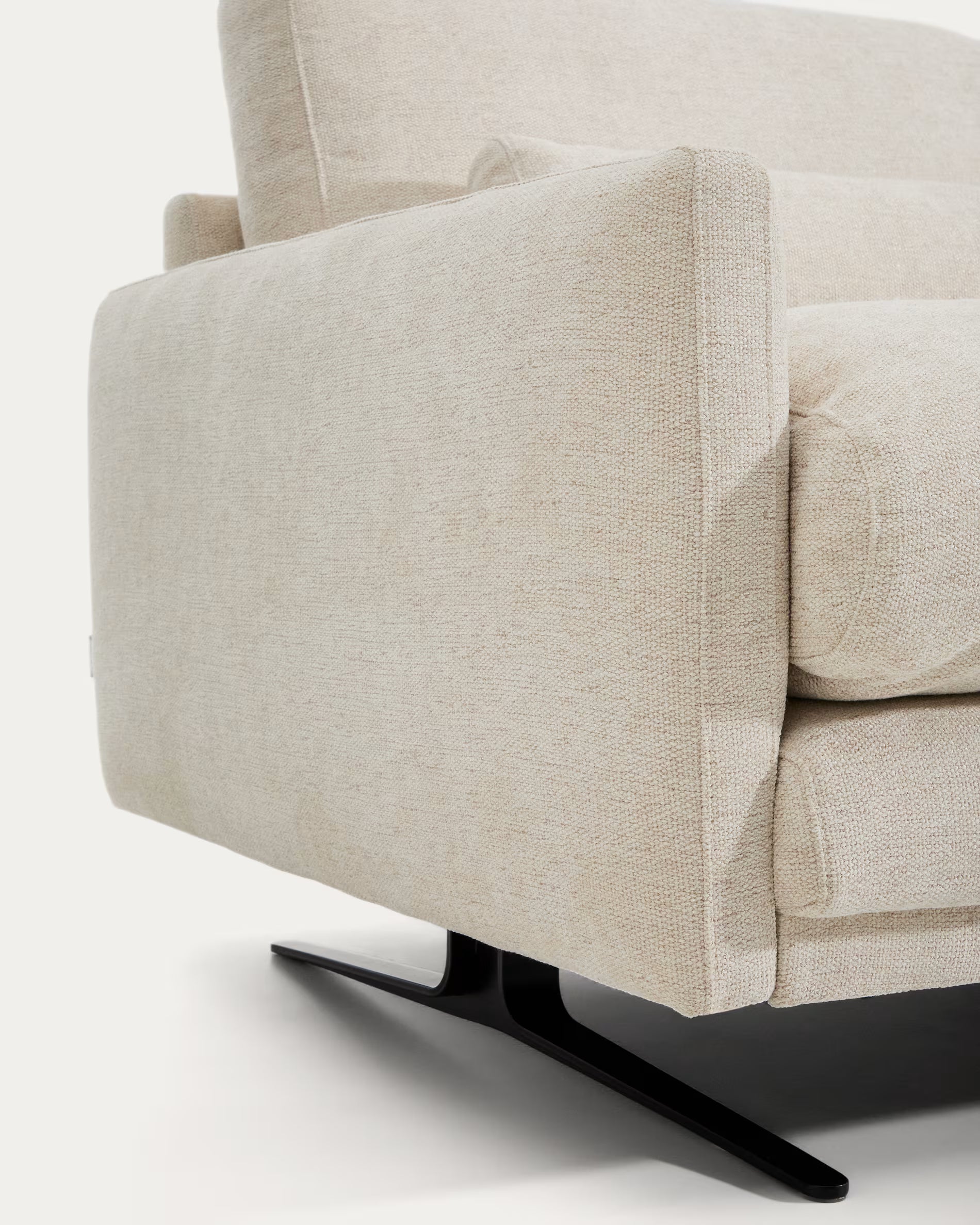 Sofa 3-Sitzer VELIRO beige mit schwarzem Gestell