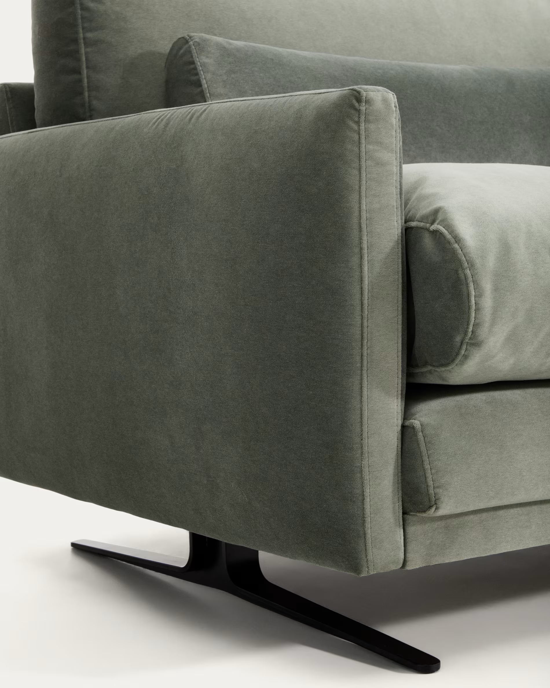 Sofa 3-Sitzer VELIRO grün mit schwarzem Gestell
