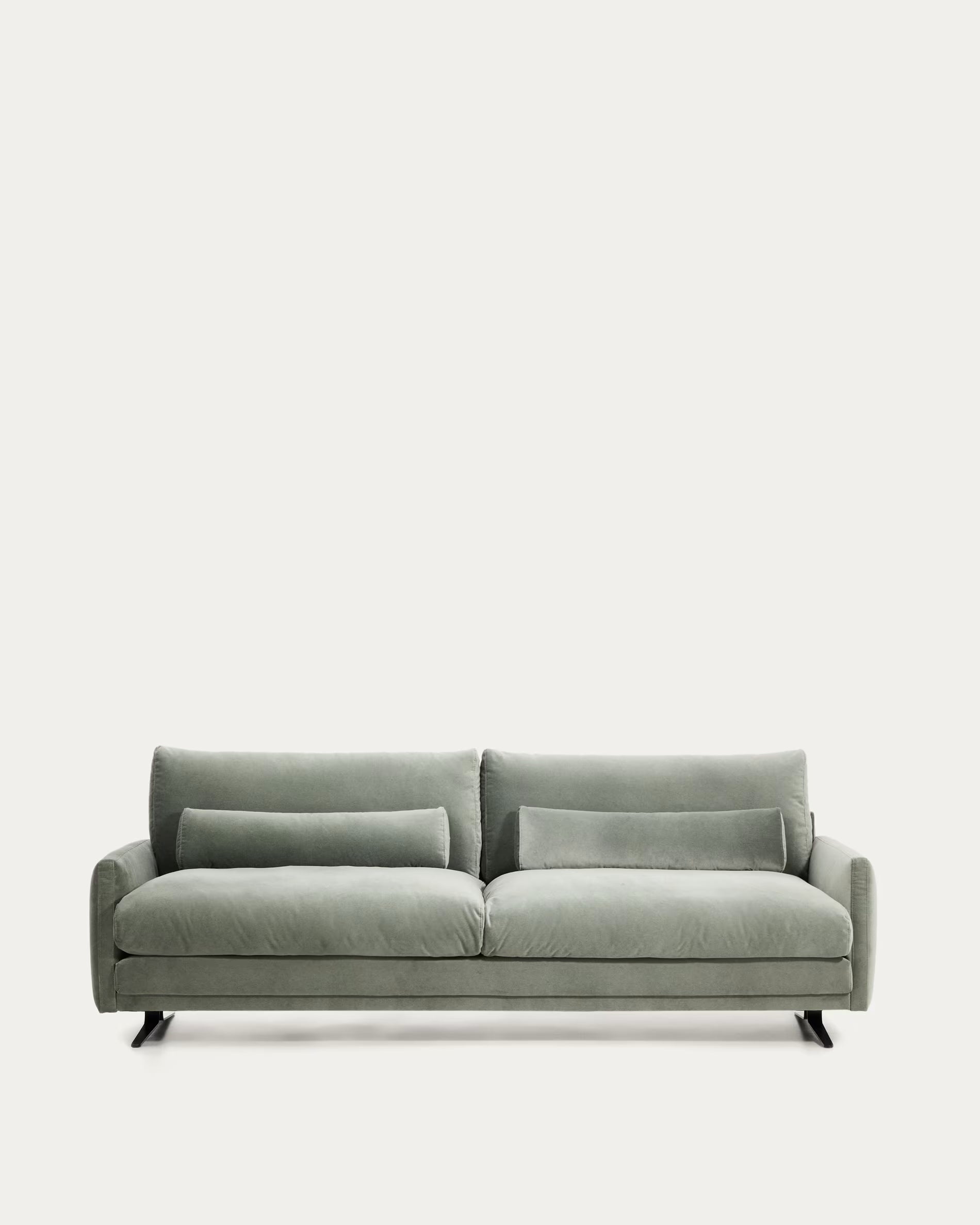 Sofa 3-Sitzer VELIRO grün mit schwarzem Gestell