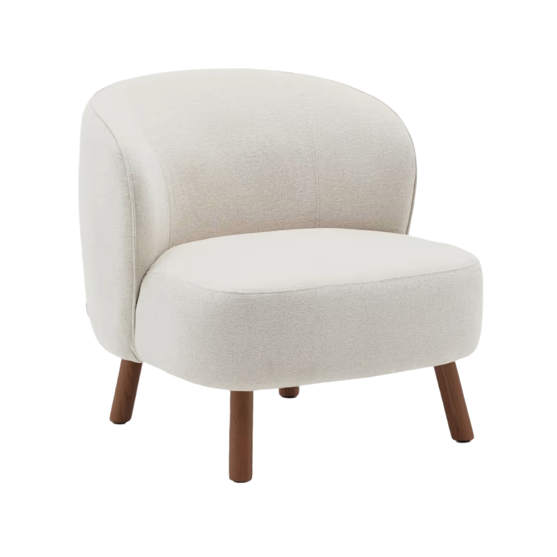 Beige ULIT Sessel aus Chenille mit dunklem Eschenholzgestell