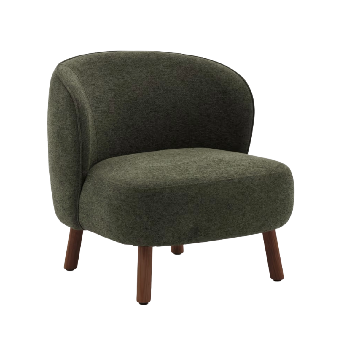 Sessel ULIT in grünem Chenille mit dunklem Eschenfuß