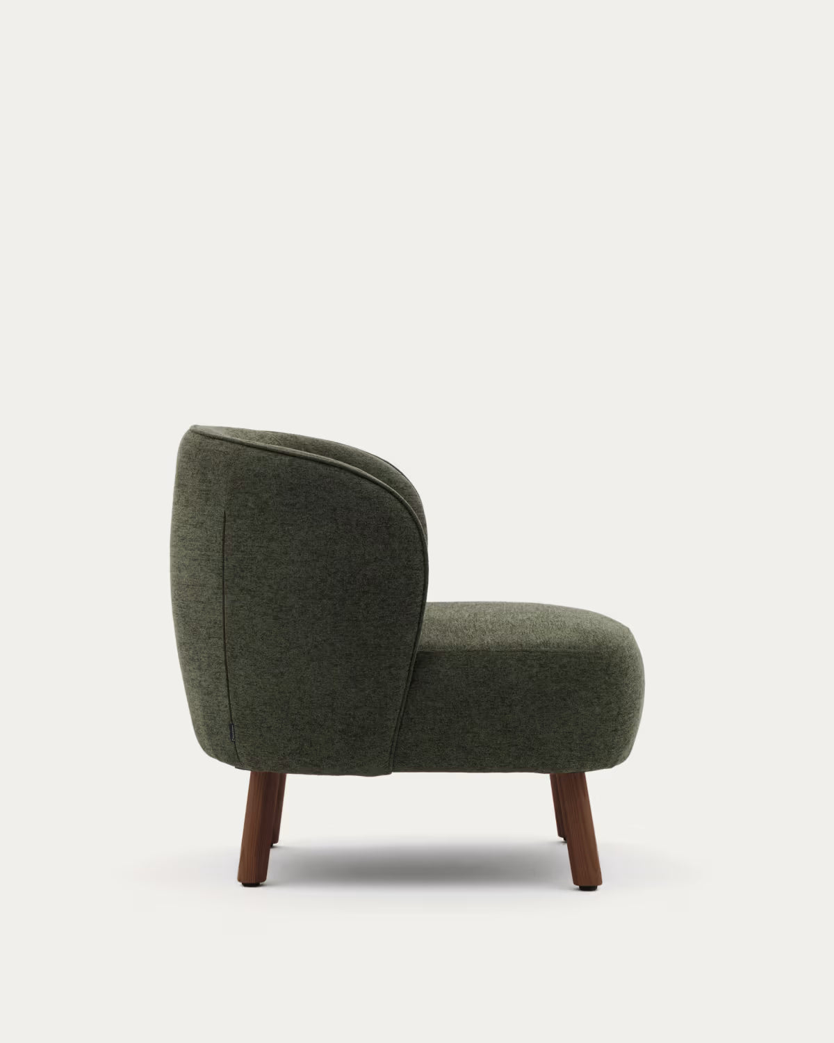 Sessel ULIT in grünem Chenille mit dunklem Eschenfuß