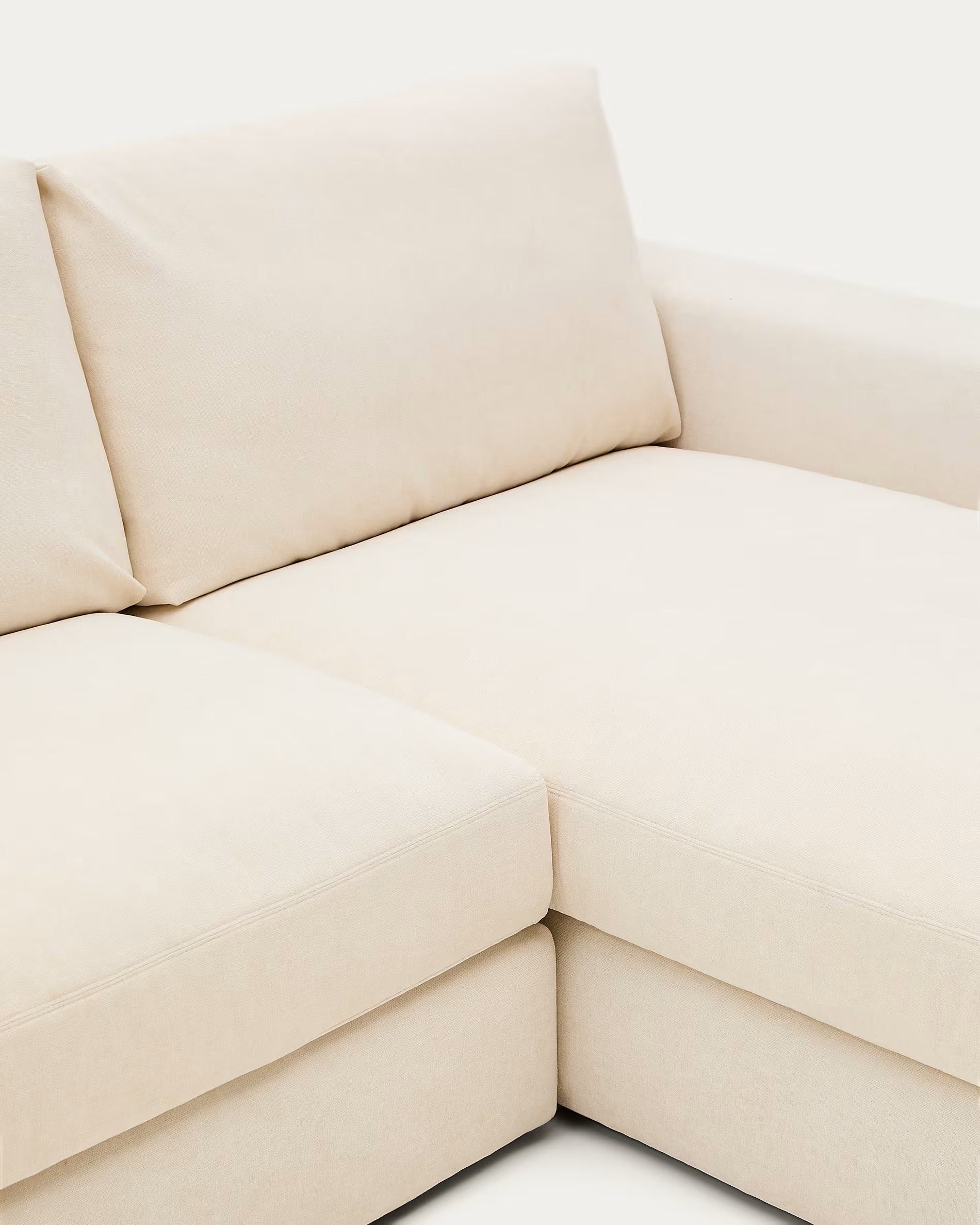 Rechtes 4-Sitzer-Ecksofa ALEA aus ecrufarbenem Chenille