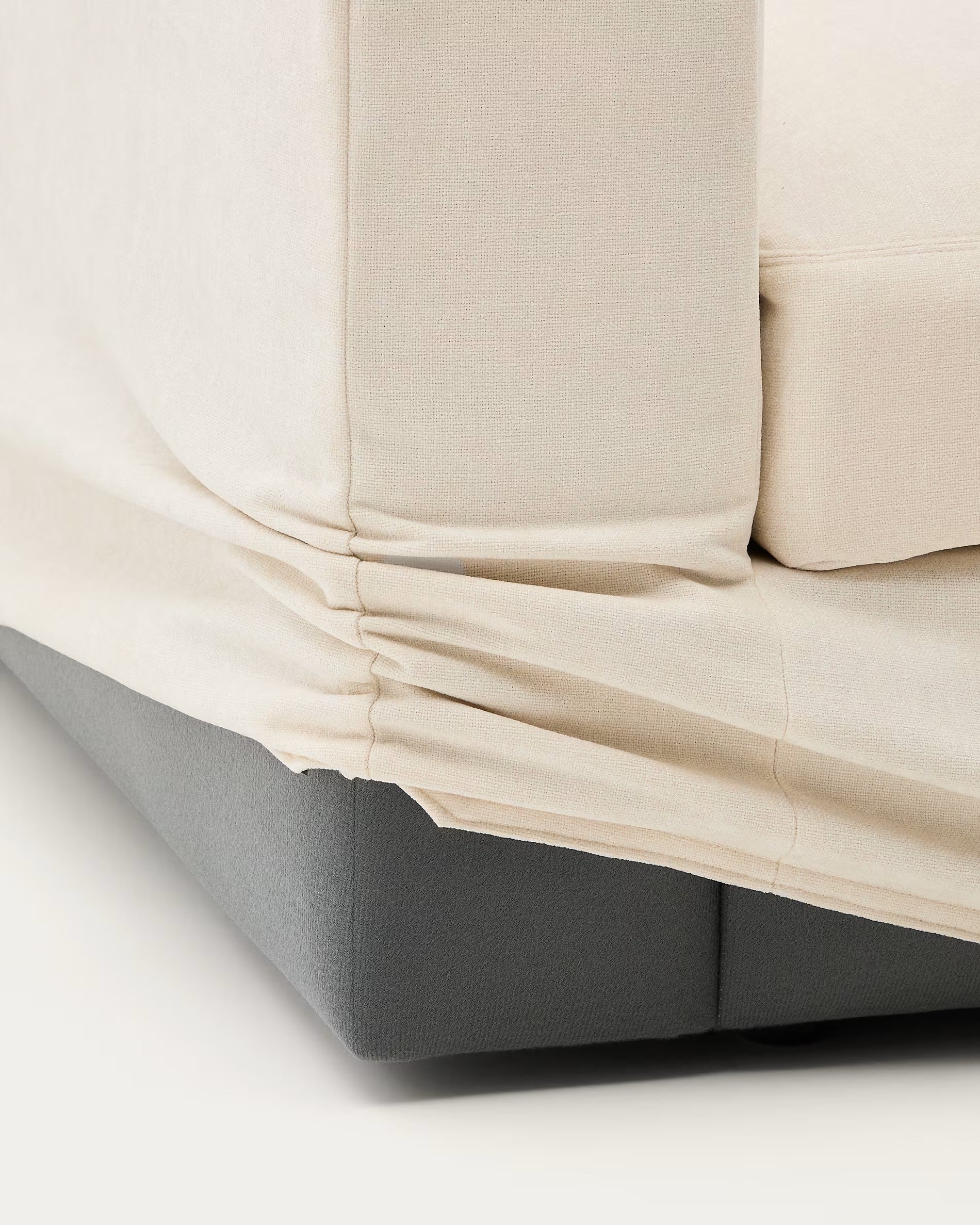 Rechtes 4-Sitzer-Ecksofa ALEA aus ecrufarbenem Chenille