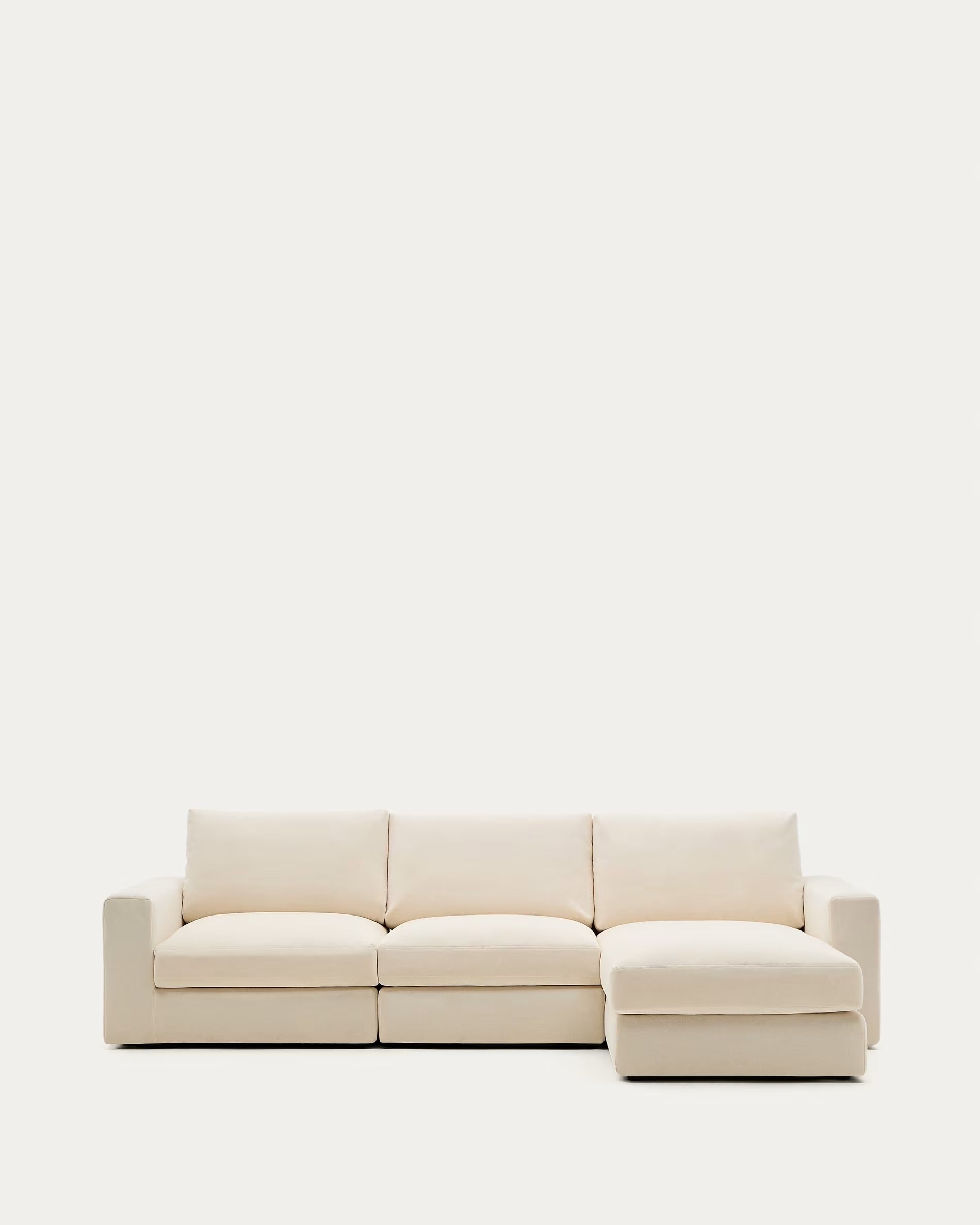 Rechtes 4-Sitzer-Ecksofa ALEA aus ecrufarbenem Chenille
