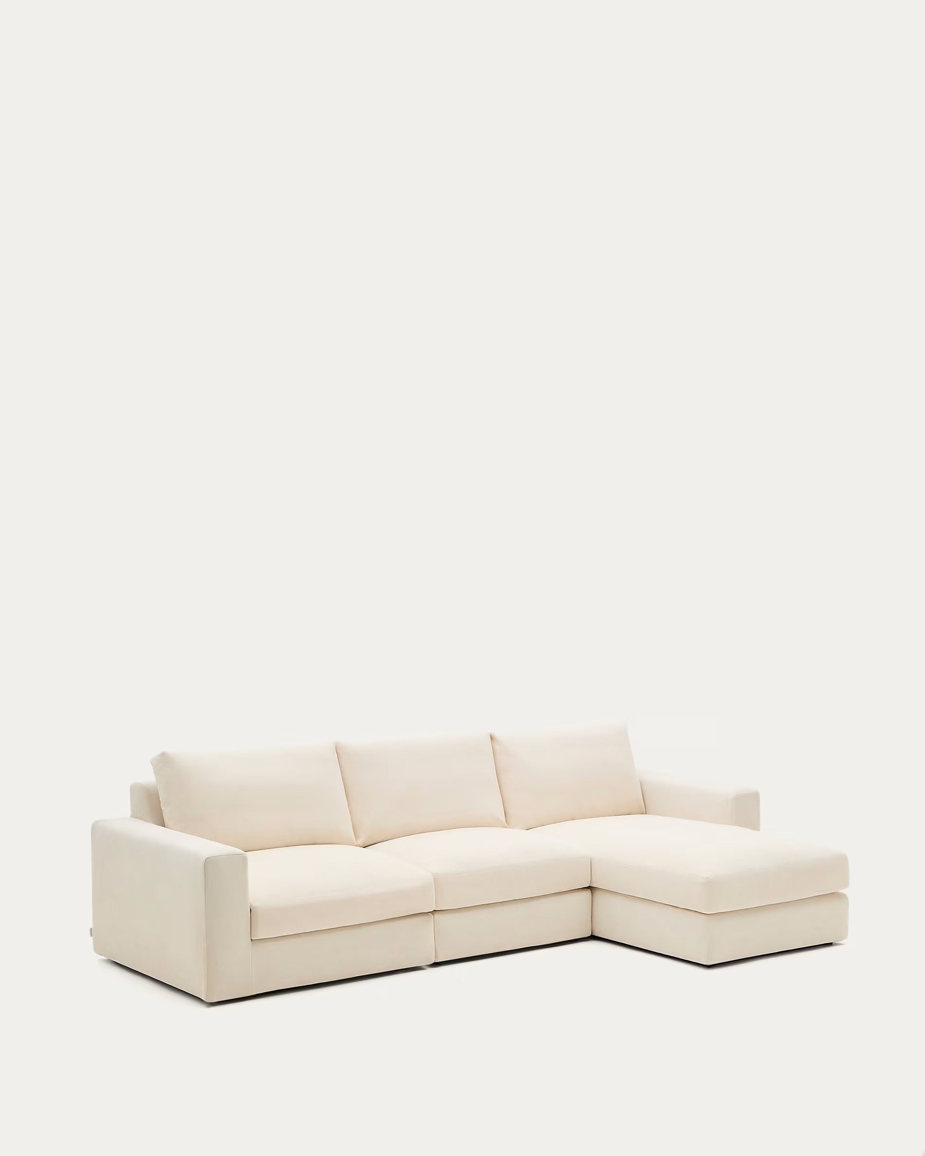 Rechtes 4-Sitzer-Ecksofa ALEA aus ecrufarbenem Chenille