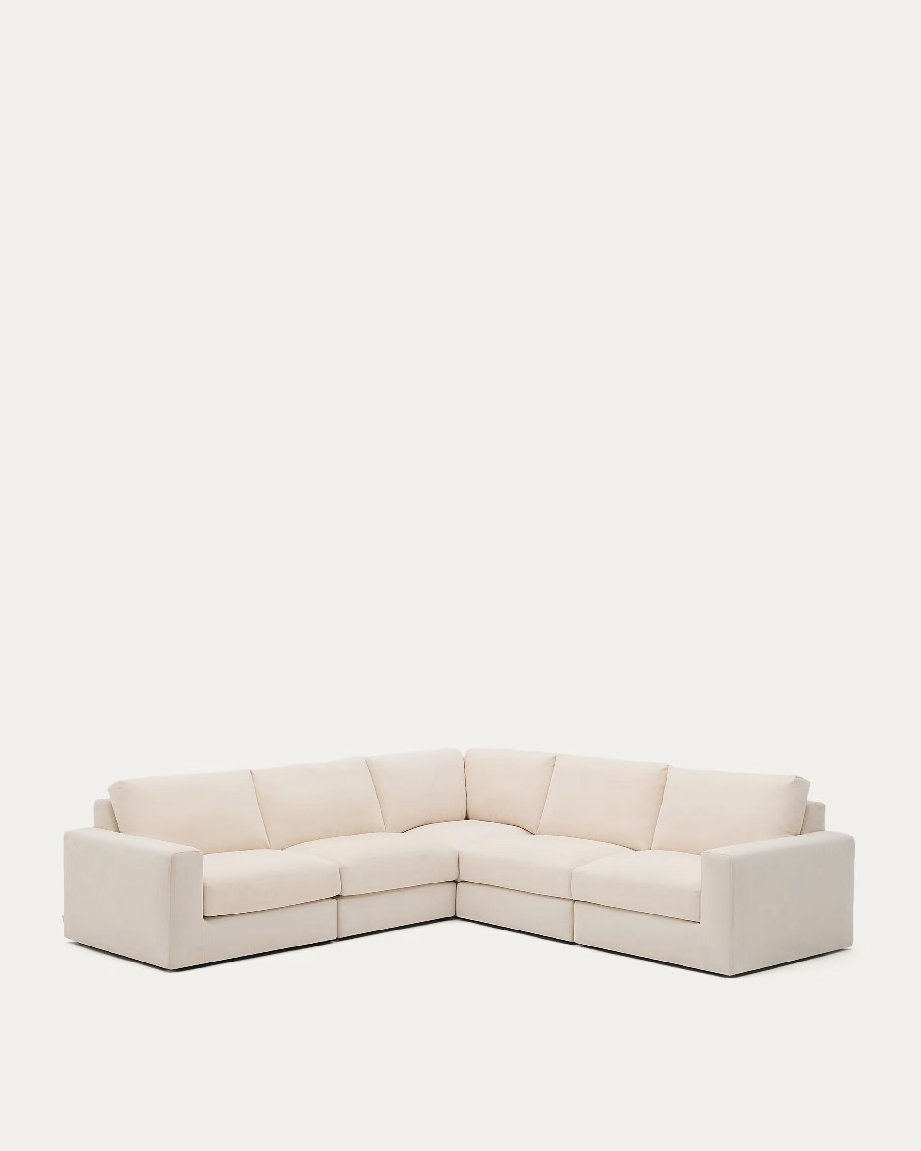 Ecksofa ALEA aus ecrufarbenem Chenille