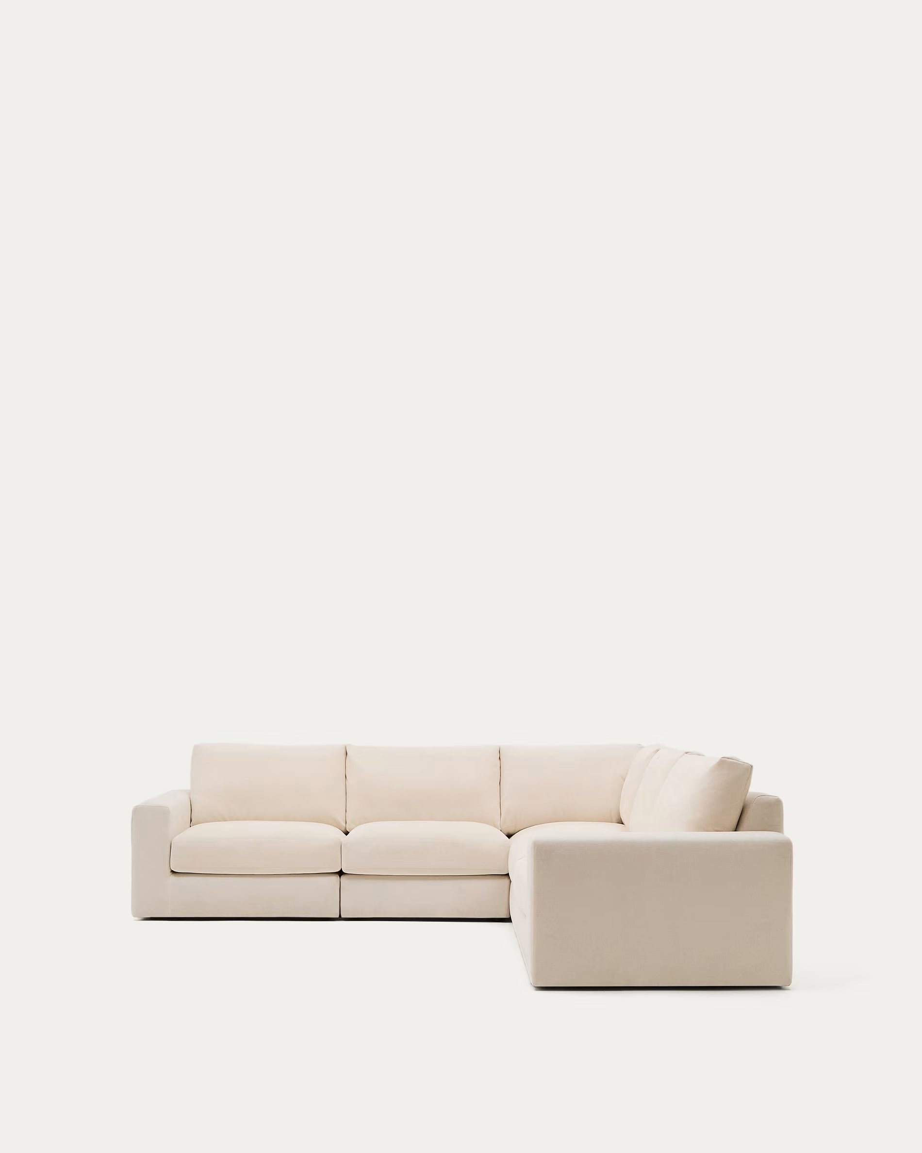 Ecksofa ALEA aus ecrufarbenem Chenille