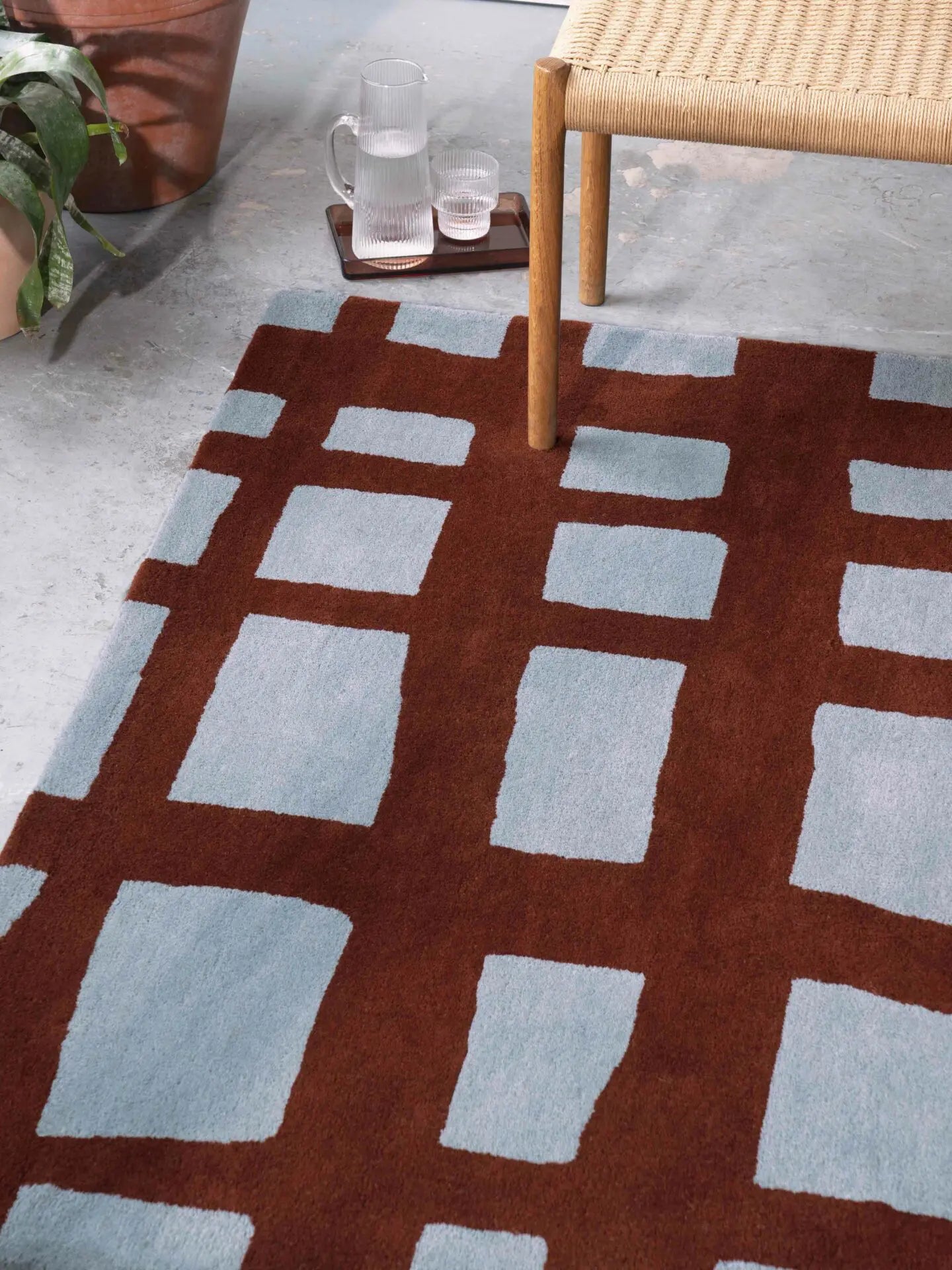 Teppich ARLO BRICK bordeaux mit Grau