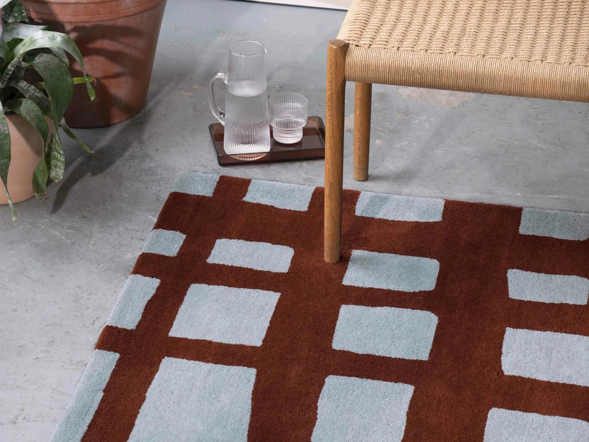 Teppich ARLO BRICK bordeaux mit Grau