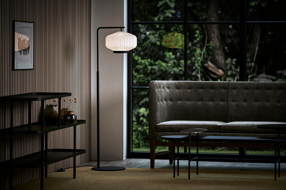 Floor lamp MODEL 386 SHIBUI white with black base