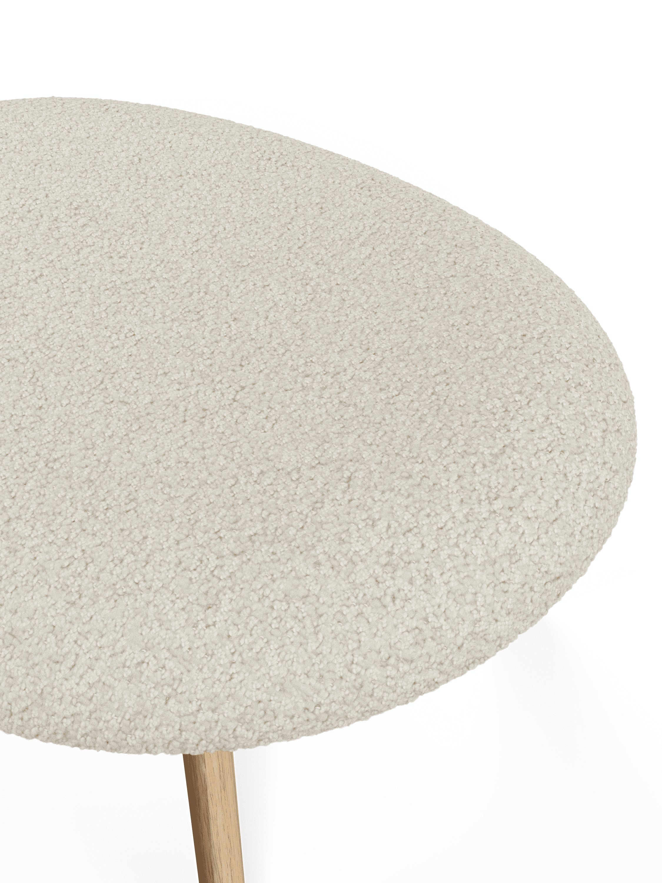Hocker SLAB beige Boucle mit Eichenbasis