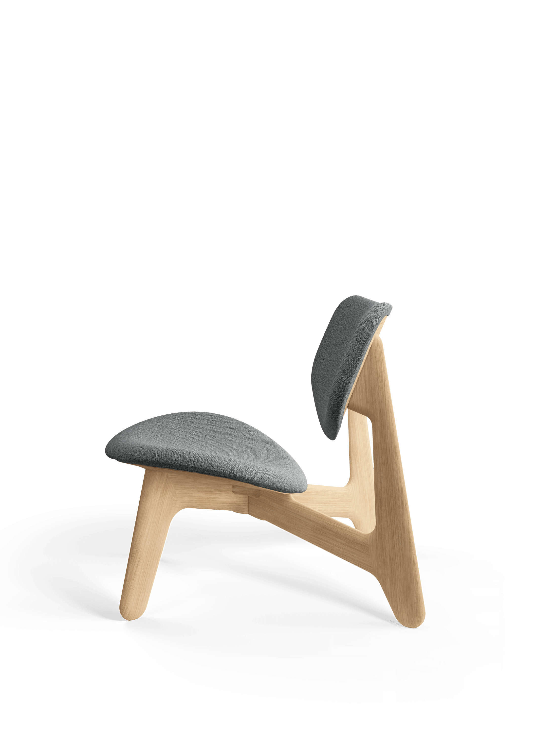 Sessel SLAB grau mit Eichenbasis