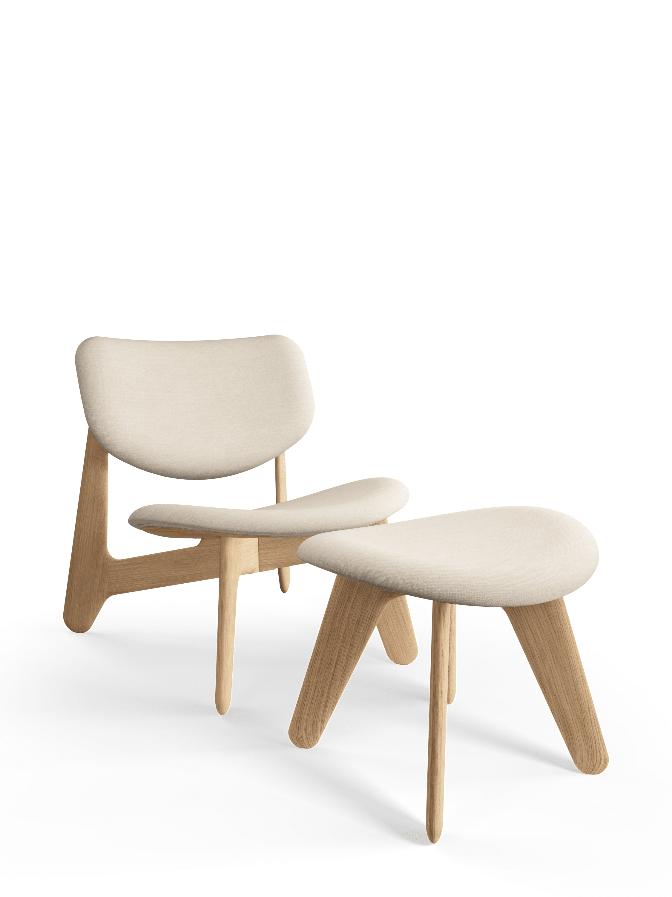 Fußstütze SLAB cremefarben mit Eichenbasis