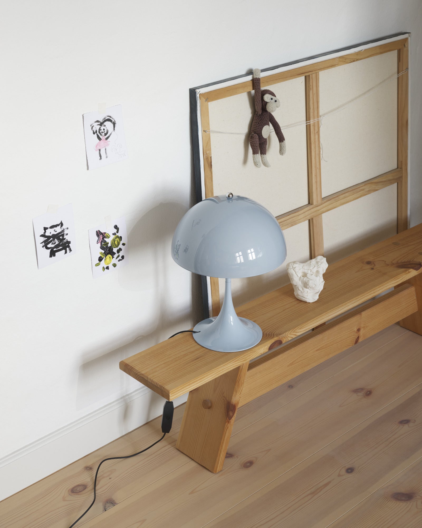 Tragbare Lampe PANTHELLA 250 himmelblau opal