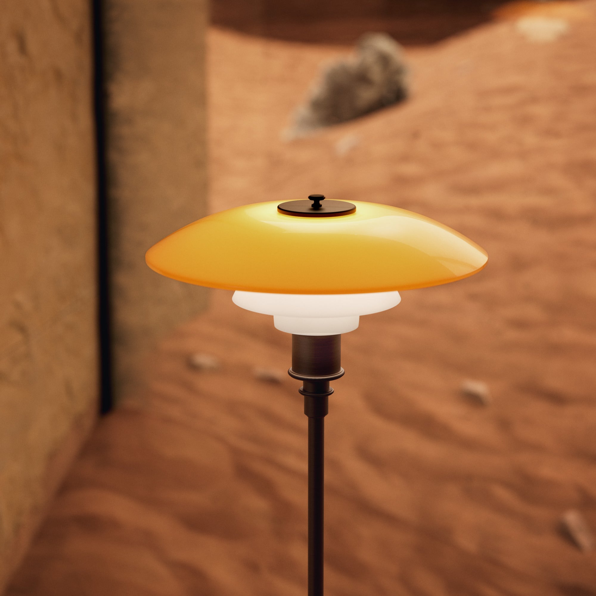 Table lamp PH 3/2 - century edition white with orange and brown base