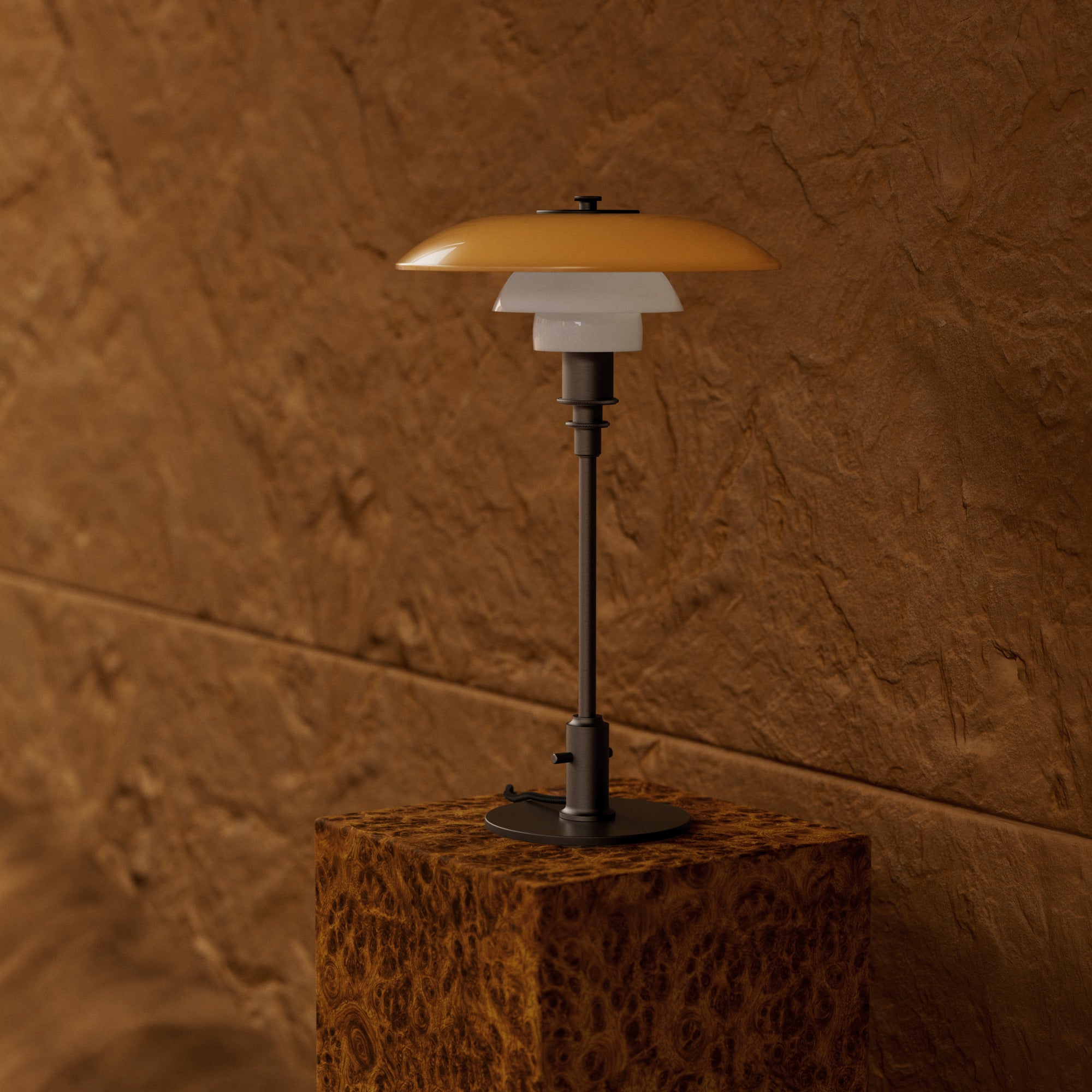 Table lamp PH 3/2 - century edition white with orange and brown base