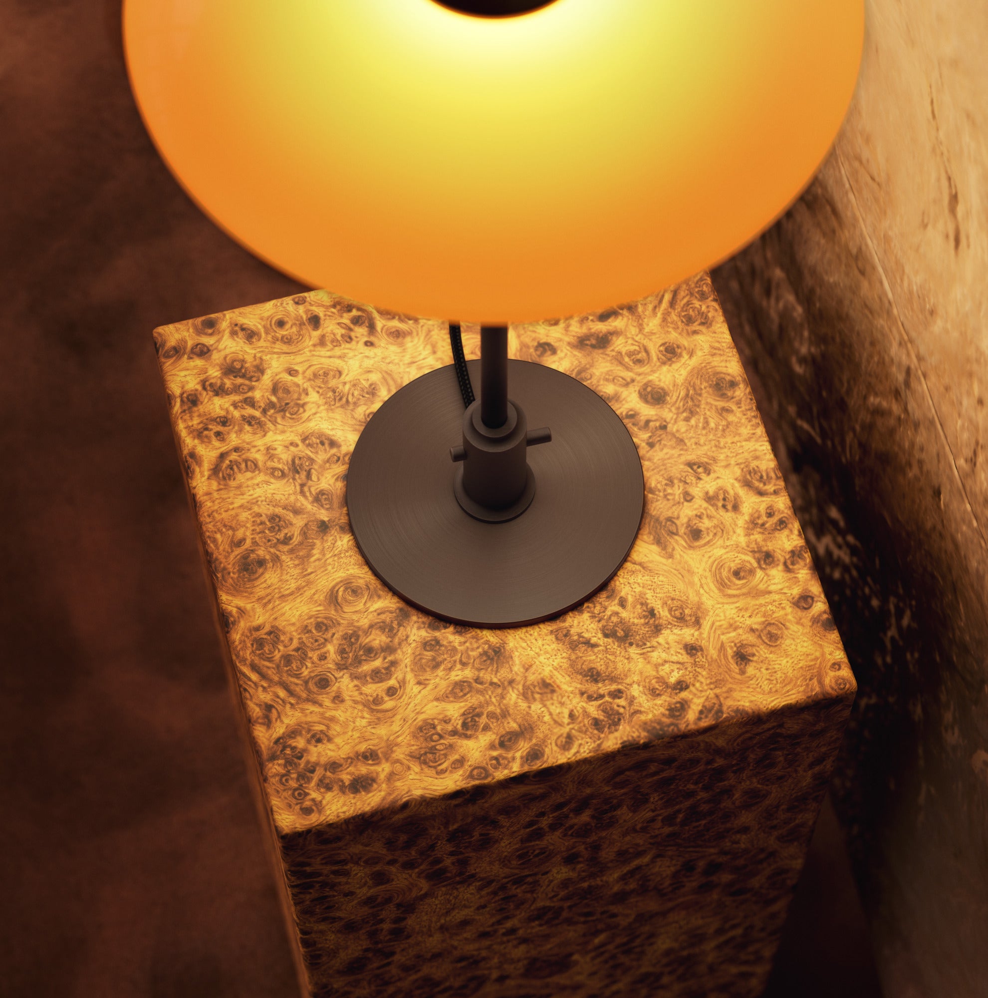 Table lamp PH 3/2 - century edition white with orange and brown base