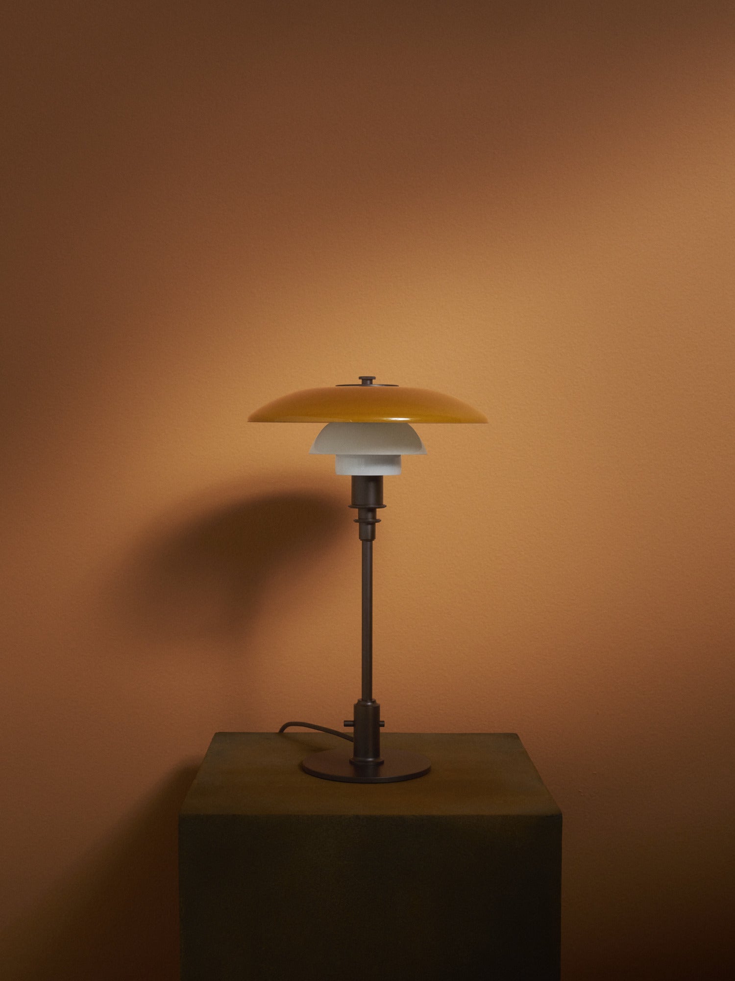 Table lamp PH 3/2 - century edition white with orange and brown base