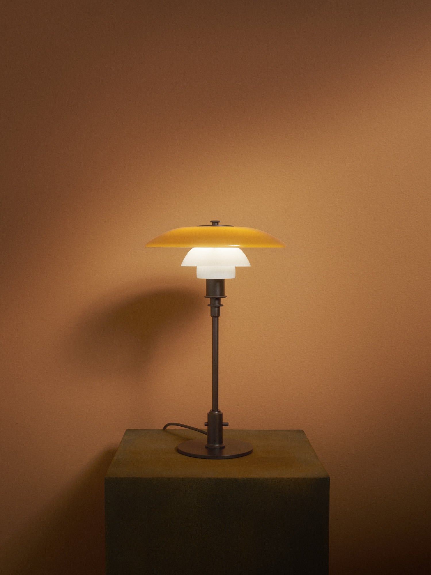 Table lamp PH 3/2 - century edition white with orange and brown base
