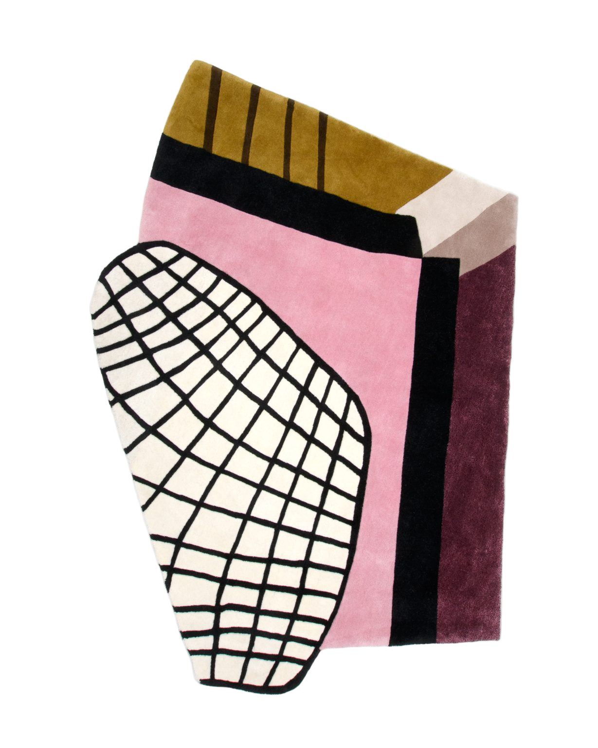 Asymmetrical decorative rug STARLINE pink with mustard