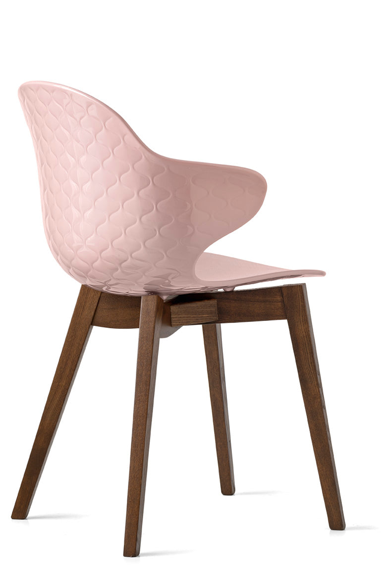 SAINT TROPEZ chair with pink seat and dark wooden base