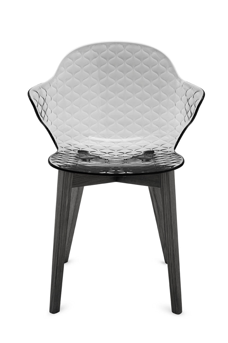 SAINT TROPEZ Chair with Gray Seat and Black Wooden Base