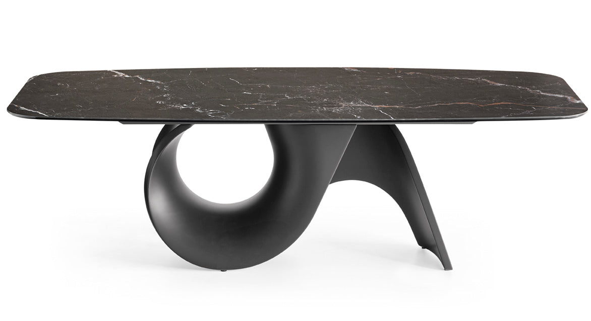 SEASHELL table with black top and graphite base