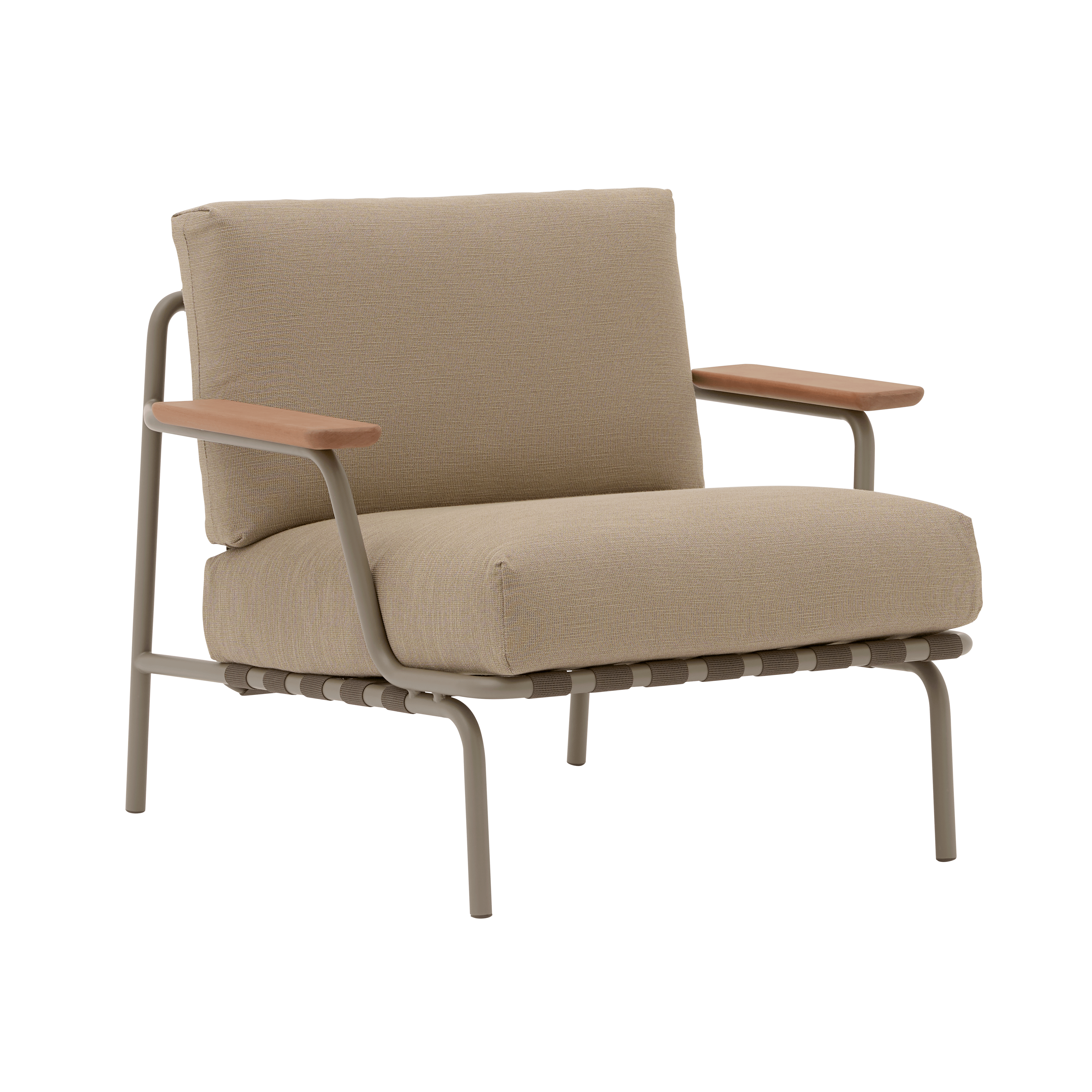 Sessel mit Armlehnen außen SETTLE braun mit taupefarbener Basis