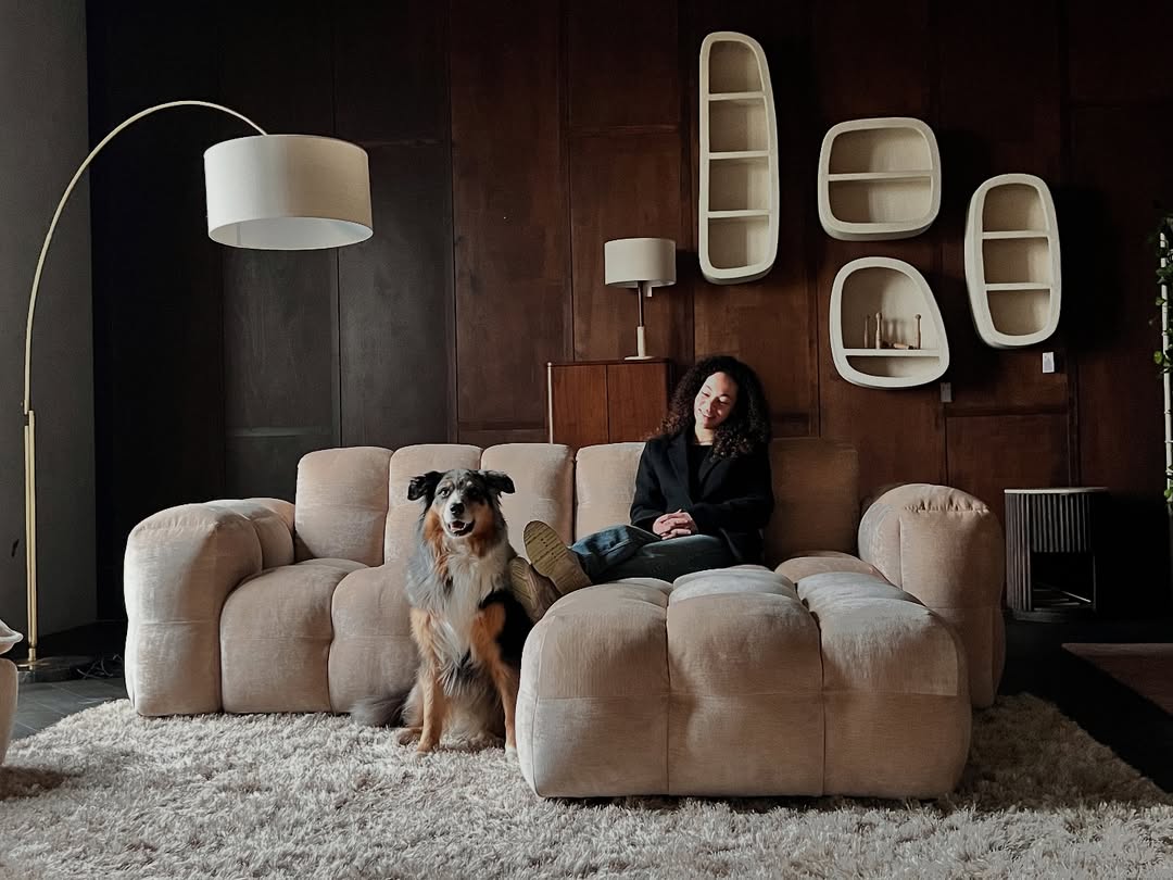 Sofa 4,5-sitzige HACKMAN beige Samt