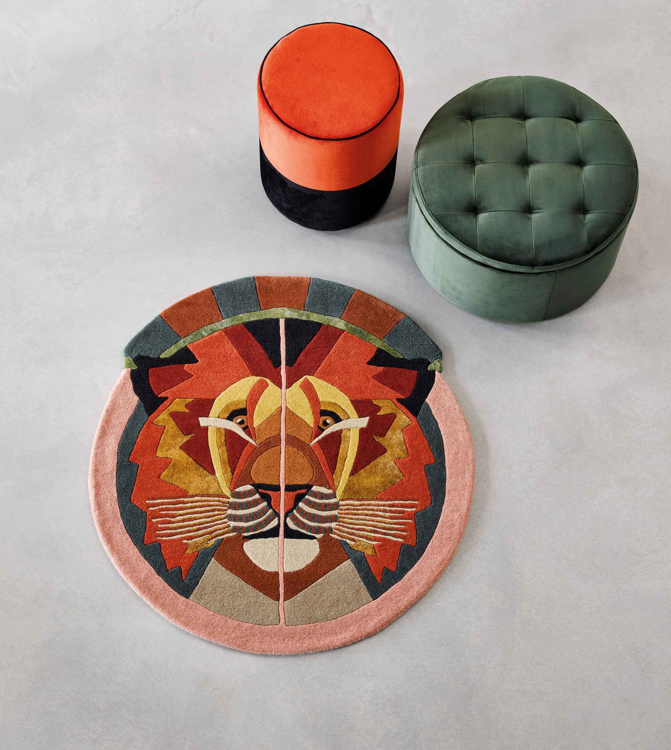 ZODIAC LEO runder Teppich braun-rosa