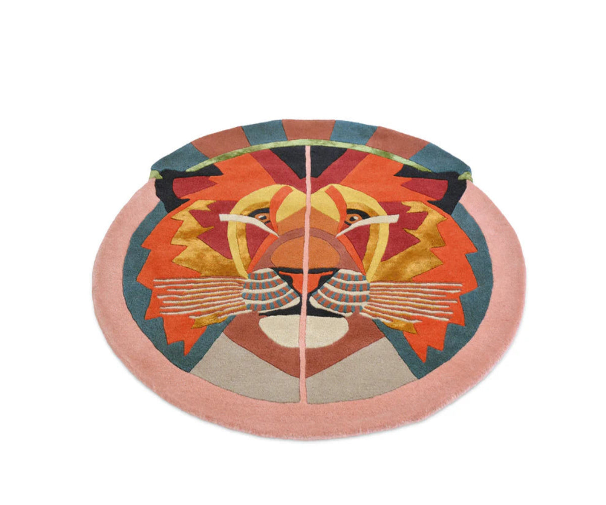 ZODIAC LEO runder Teppich braun-rosa
