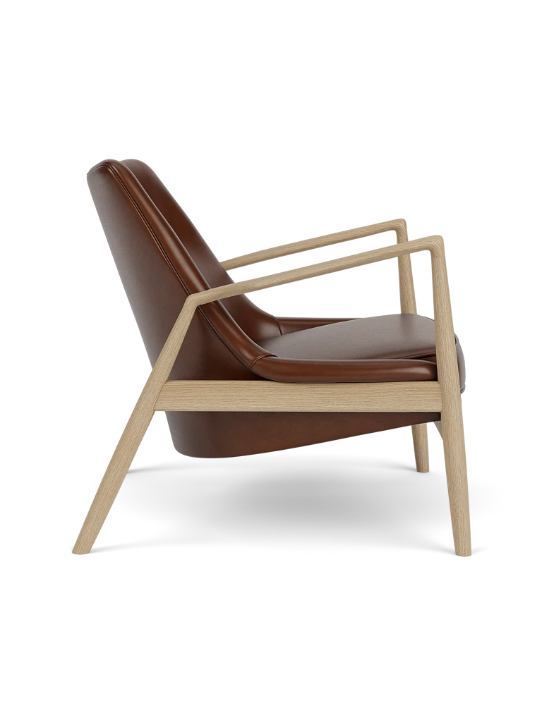 Sessel THE SEAL braunes Leder mit Eichenbasis