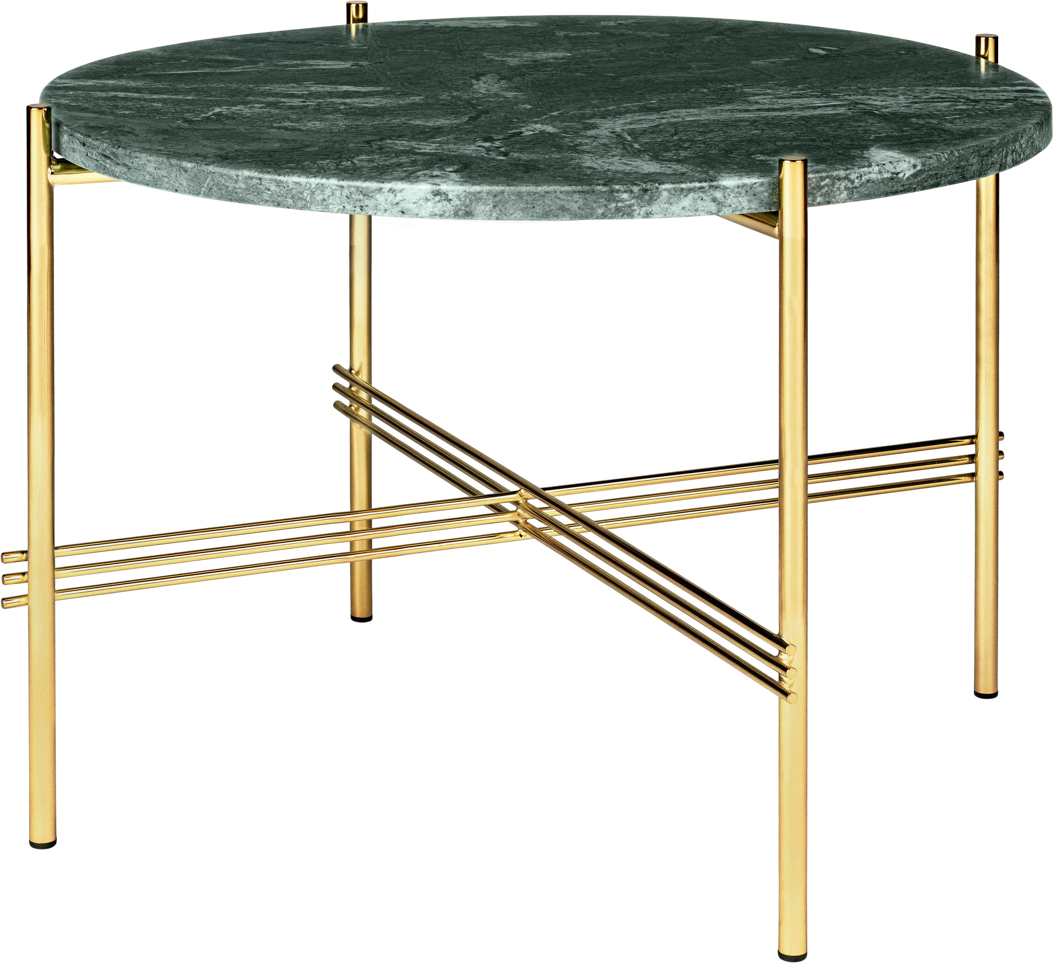 Runder Couchtisch TS aus grünem Marmor mit goldenem Gestell