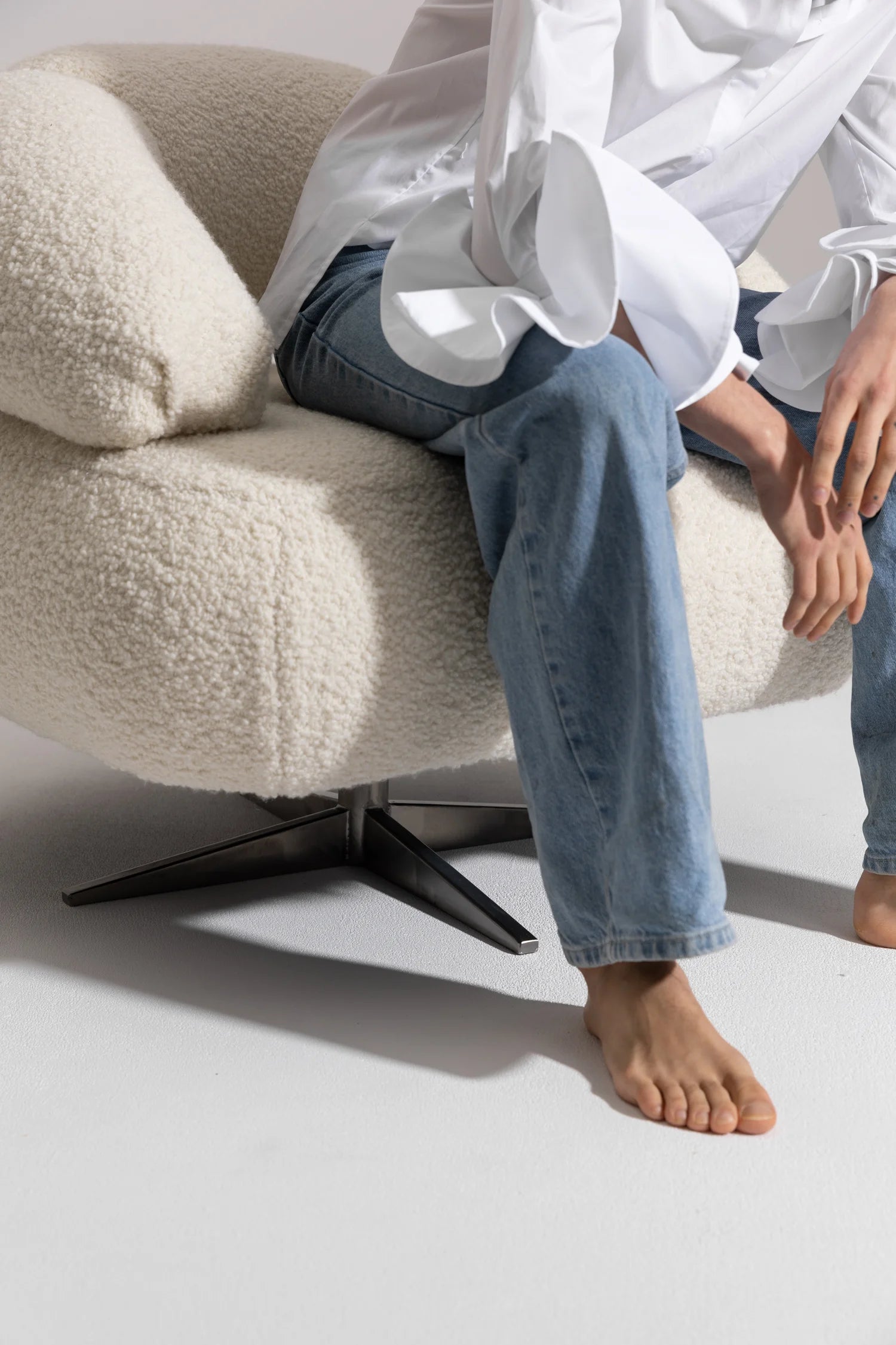 Upholstered Swivel Armchair CROISSANT