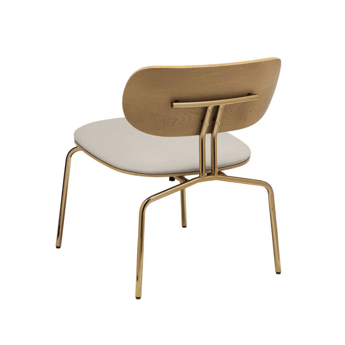 Beige neugieriger Sessel mit einer goldenen Basis