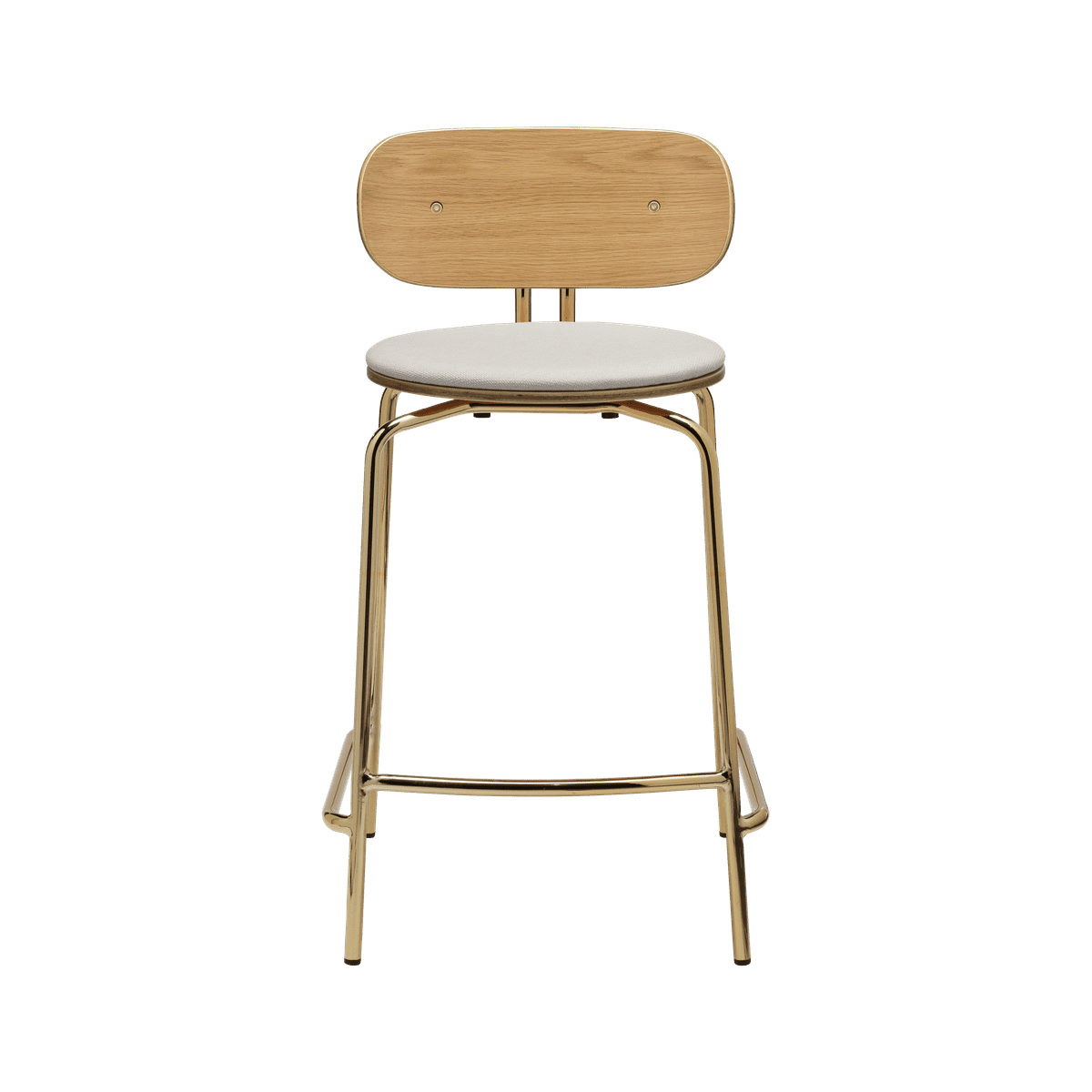 Beige neugieriger Hoker mit einer goldenen Basis