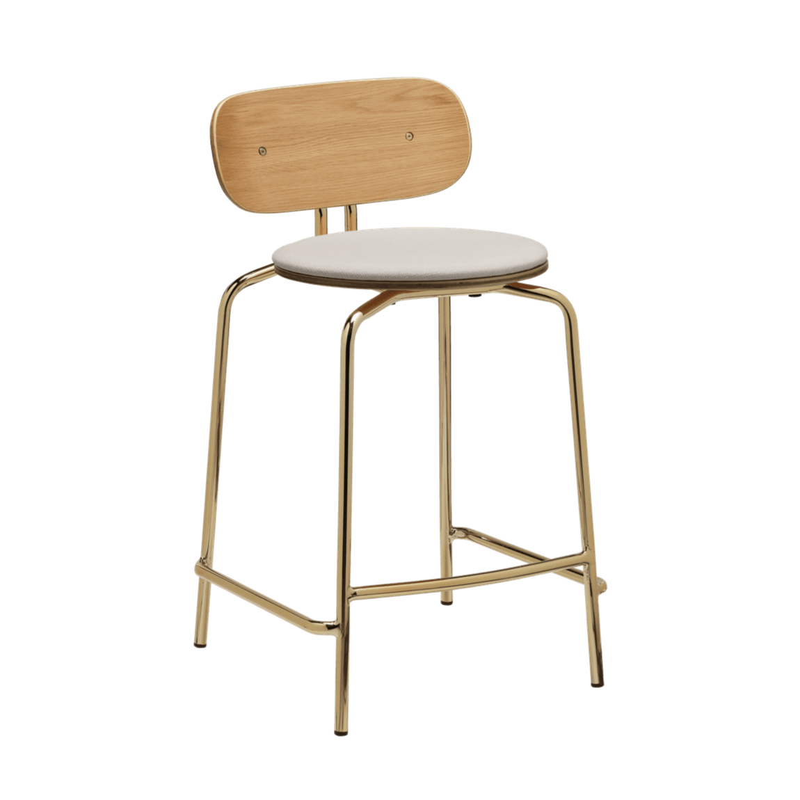 Beige neugieriger Hoker mit einer goldenen Basis