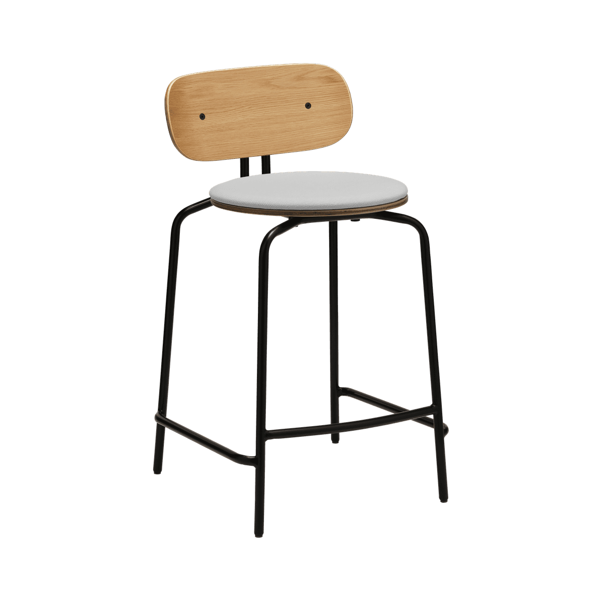 Hocker Curious Baby Blue mit einer schwarzen Basis