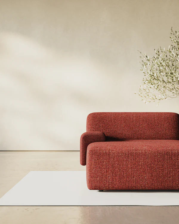Sofa modułowa UMI - szezlong lewostronny kasztanowy czerwony