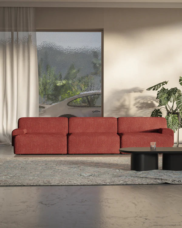 Sofa modułowa UMI - element prawostronny kasztanowy czerwony