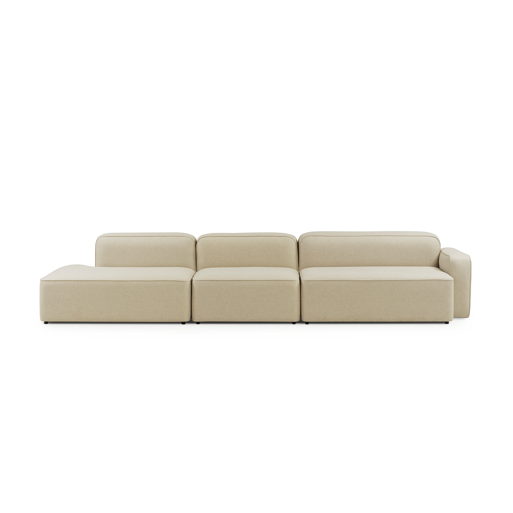 3-Personen-modulare Sofa offene rechtsseitige gepolsterte Seile