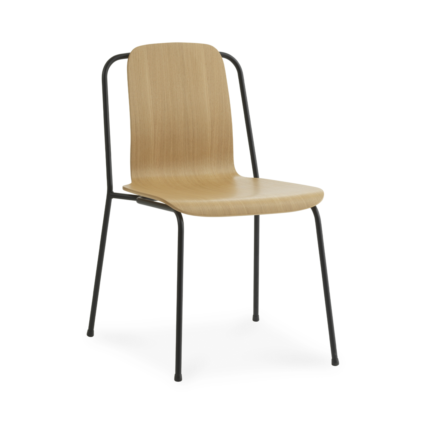 Dębowy veneer studio chair with a black base