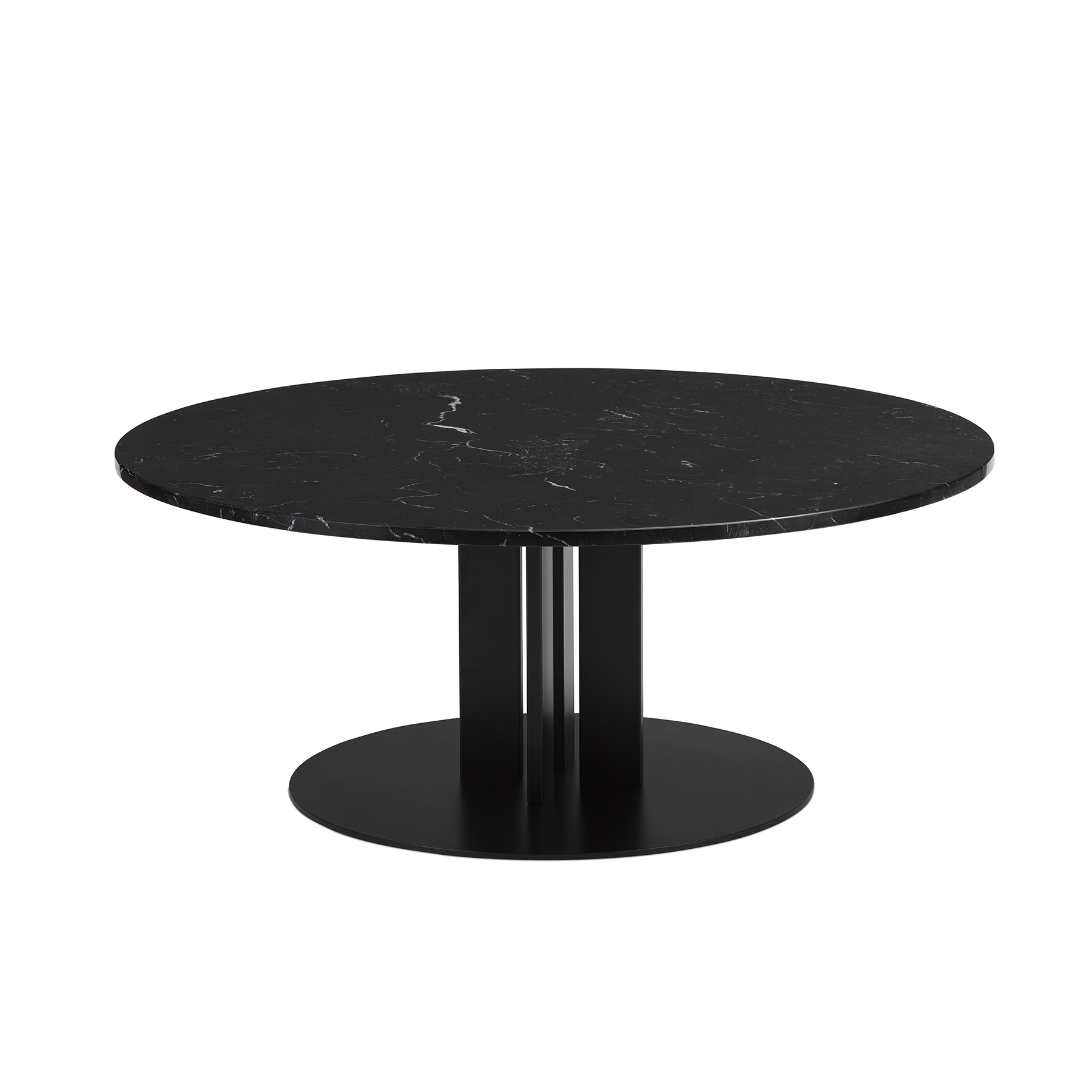 Round coffee table Scala black marble top with a black base