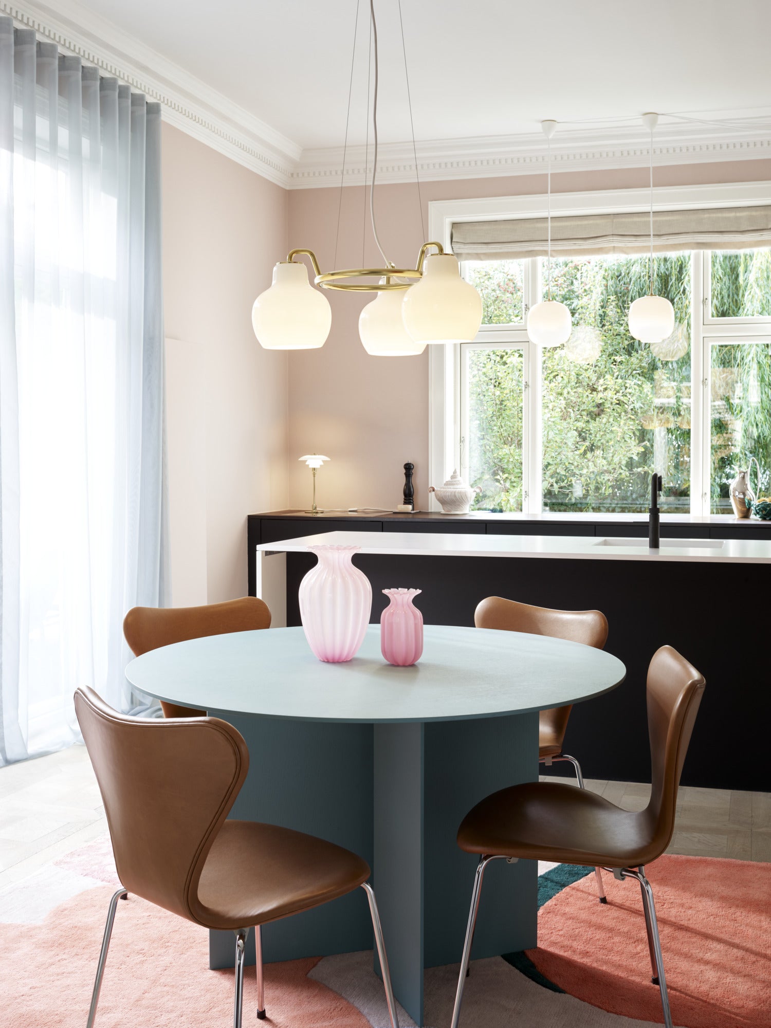 Deckenleuchte VL RING CROWN weiß mit messingfarbener Oberfläche