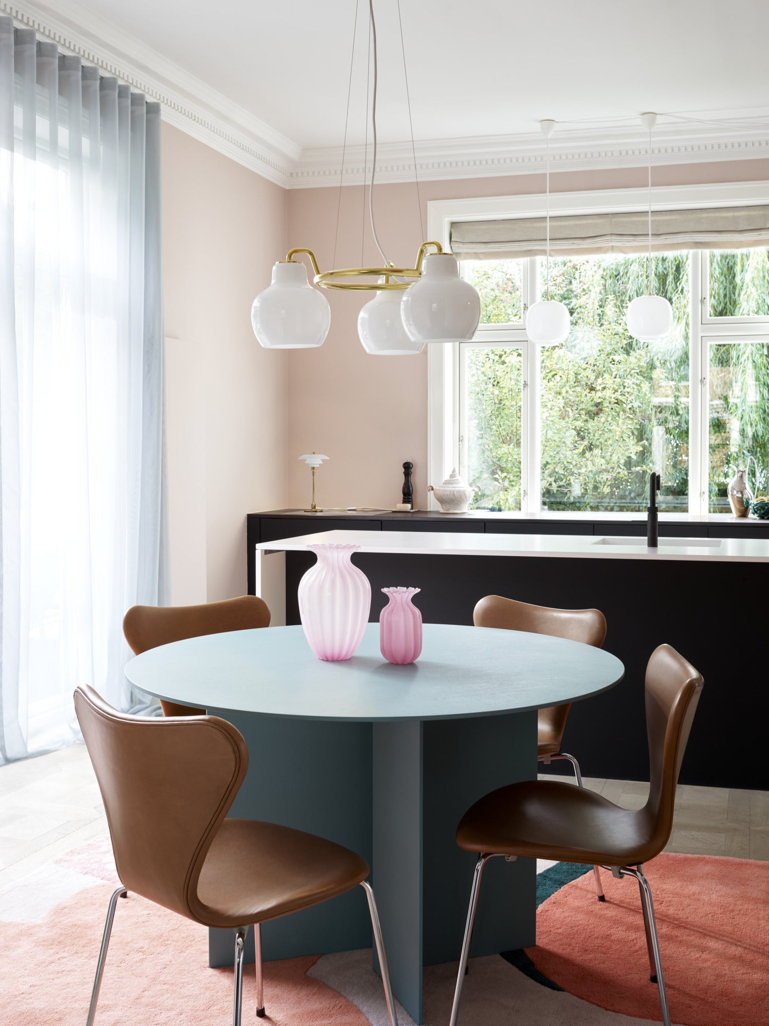 Deckenleuchte VL RING CROWN weiß mit messingfarbener Oberfläche