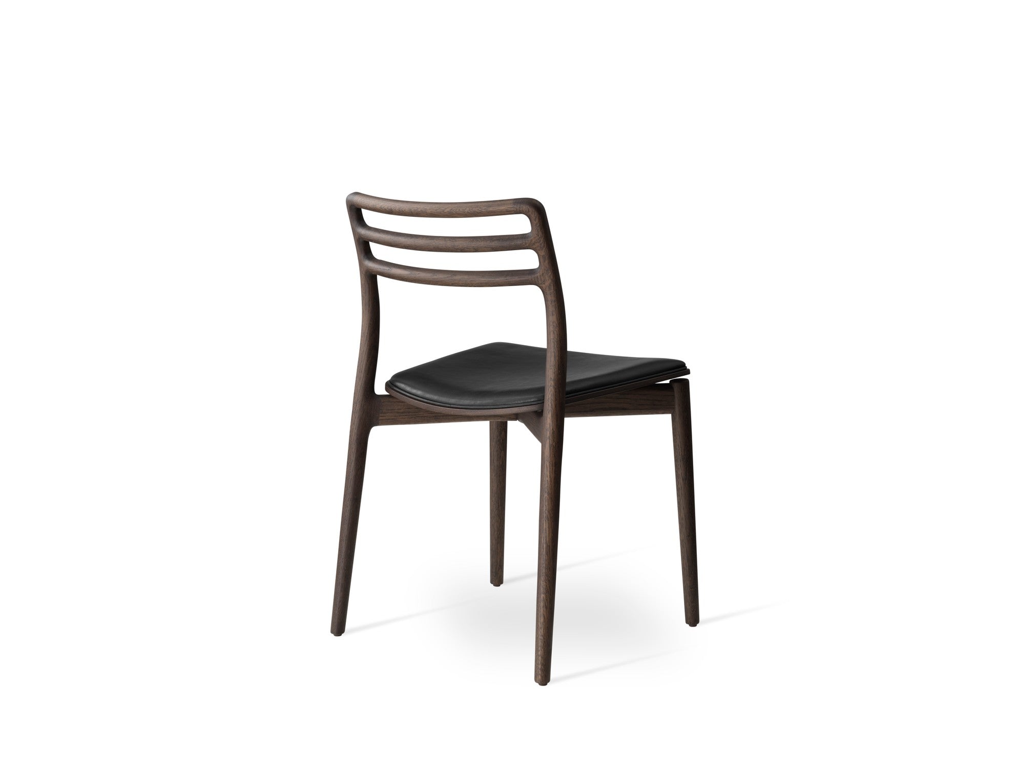 CABIN Chair Black Leather with Dark Oak Base