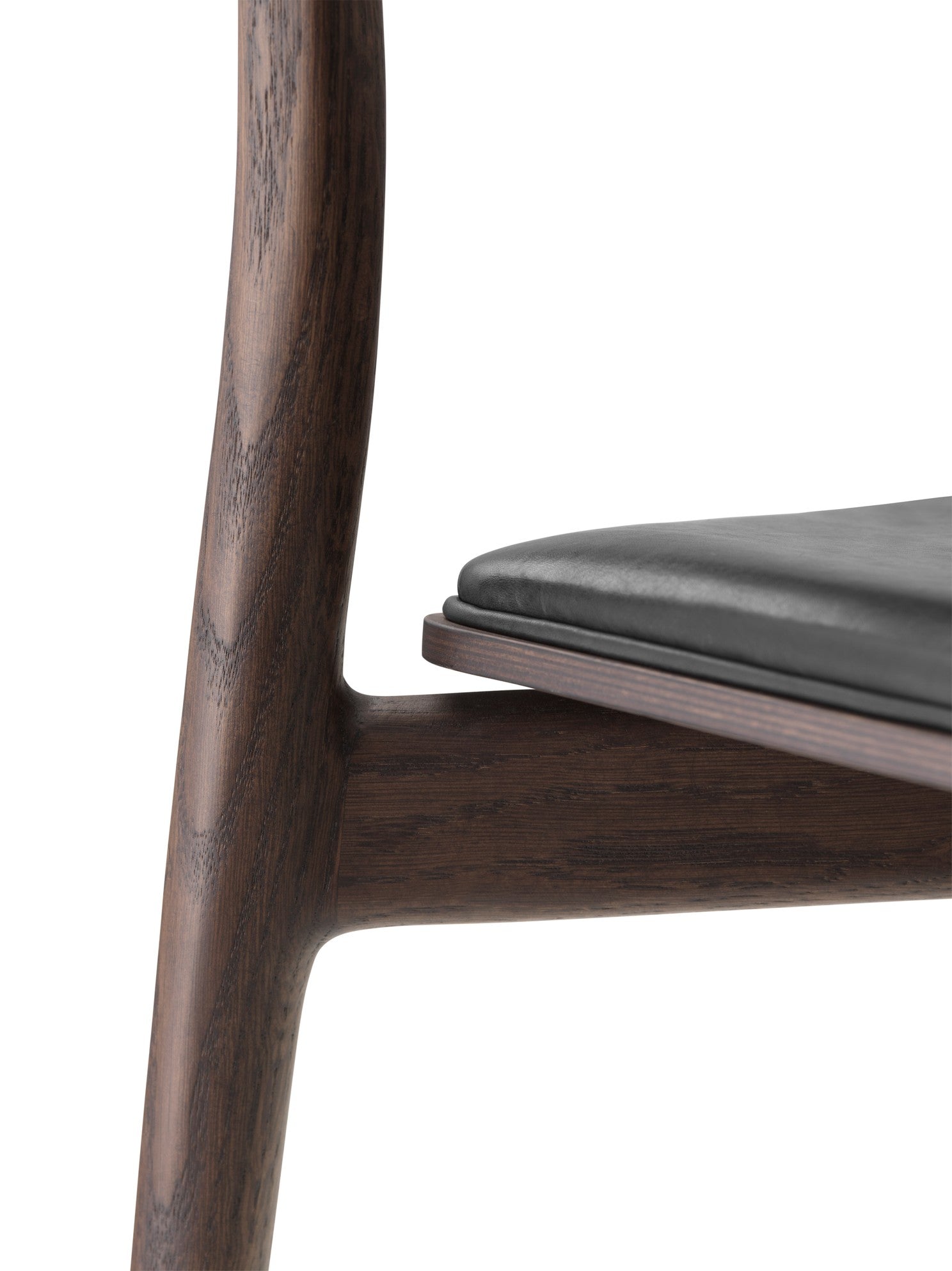 CABIN Chair Black Leather with Dark Oak Base