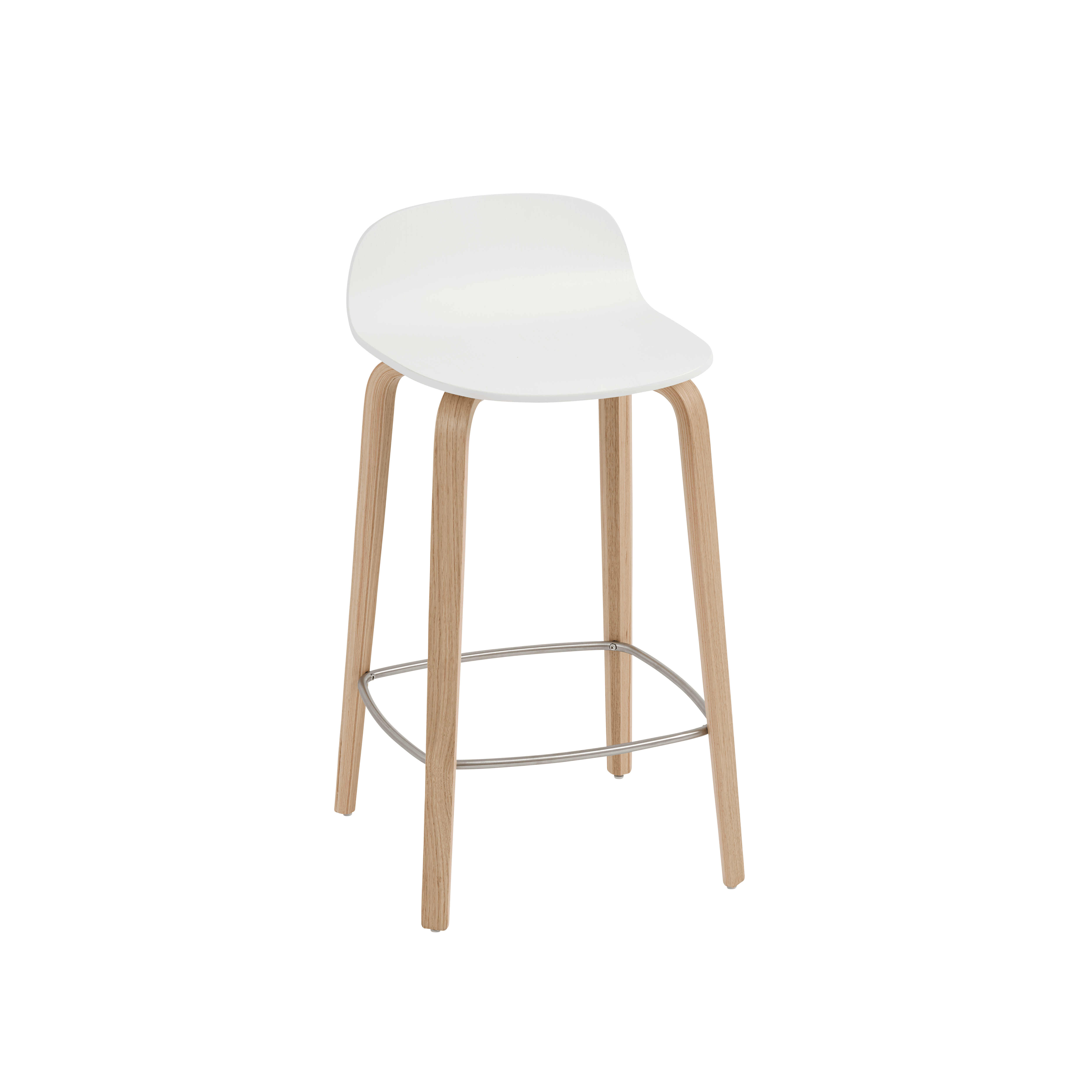 VISU Bar Stool White with Oak Base