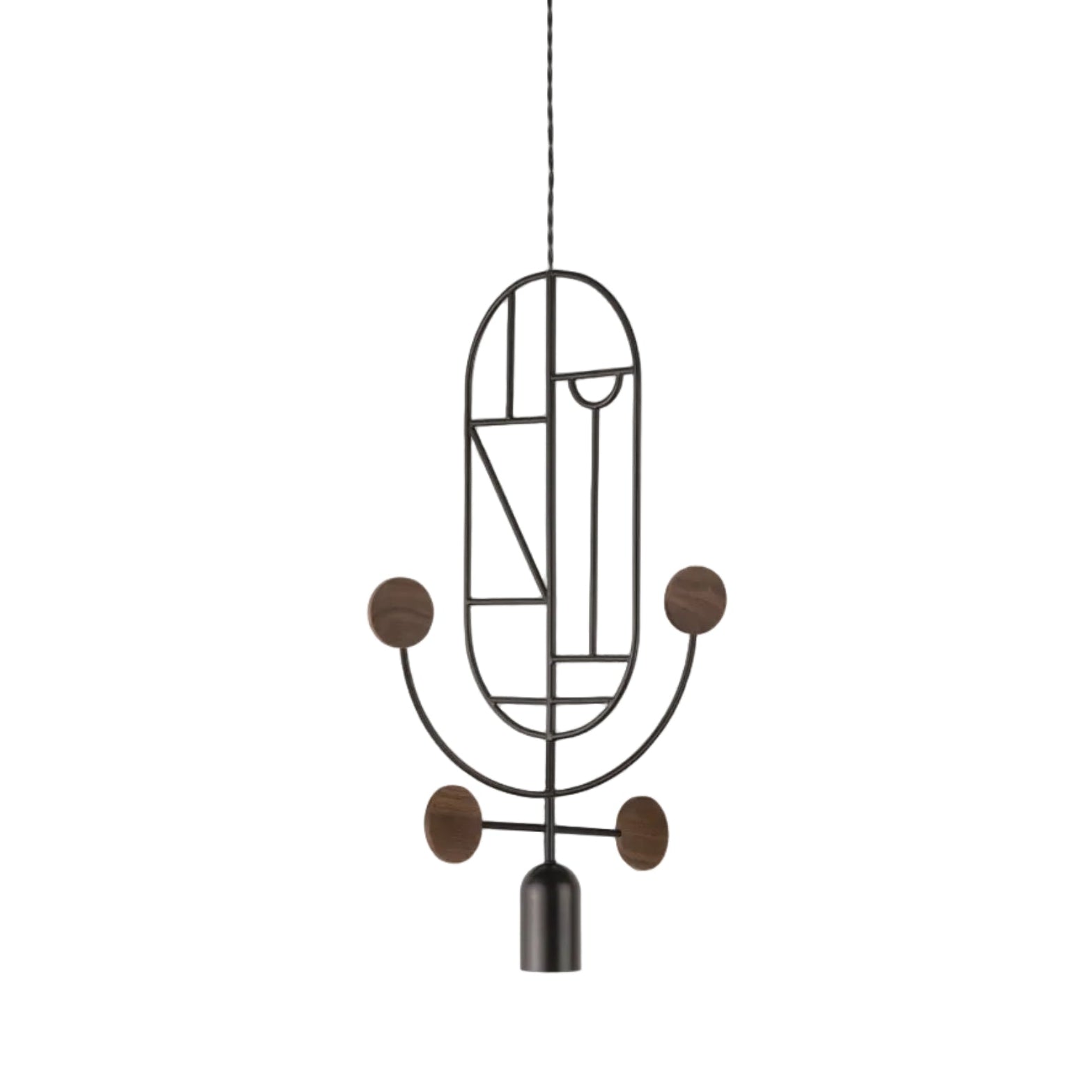 WOODEN DOTS WDS05 Pendant Lamp in Graphite with Walnut Wood